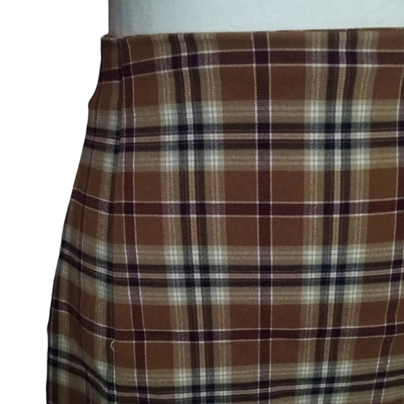 John Galt Tartan Plaid Zippered Mini Skirt Camel Red Black Colorway Size Small - Picture 2 of 6
